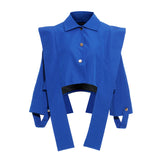 25 New Retro Tender Loose-Fitting Shoulders Long Ribbon Winding Short Coat QD876 HZ1208