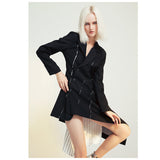 25 New Ruptures Inclined Buckle Waist Repair Body Spliced Striped Lining In The Long Suit Dress 1194 HZ1208