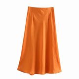 Spring 2025 New Tight Waist Simple Set Solid Color Lirt Solid Color Half Body Skirt HZ1208