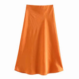 Spring 2025 New Tight Waist Simple Set Solid Color Lirt Solid Color Half Body Skirt HZ1208