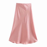 Spring 2025 New Tight Waist Simple Set Solid Color Lirt Solid Color Half Body Skirt HZ1208