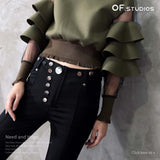 25 New Air Layer Splicing Mesh Fluoroscopy Fluorosphery Threaded Cuff Under The Short Dress Female QD615 HZ1208