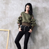 25 New Air Layer Splicing Mesh Fluoroscopy Fluorosphery Threaded Cuff Under The Short Dress Female QD615 HZ1208