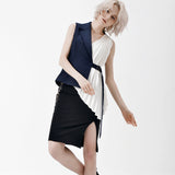 25 New Splicing Fold Design Irregular Hem Can Be Buckled Buckle Top Vest Coat Female QD780 HZ1208