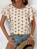 Summer New Jacket Round-Neck Chiffon Women Fashion Trend Printing Short-Sleeved Top Women HZ1208