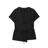 Z Women's 2025 Summer New Fashion Retro Waist Design Cardigan Top Broad Leg Trousers Set HZ1208