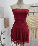 Real Shooting Retro Lace Spell To Receive Waist-Meared Tective Dress Sexy Collared Cake Dress Small Man Short Dress 1272 HZ1208