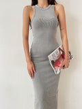 2025 Rib-Dress Dress Body-Body-Skinny Vest Sleeveless One-Step Skirt Babes HZ1208