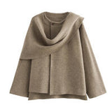 Explosion New Women's Clothing With Asymmetric Scarf Short Knitted Coat HZ1208