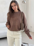 Hot Sale Of Solid Color Round-Neck Sweater Women 2025 New Soft Knitting Base Top HZ1208