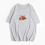 Hot Sale Of Retro Simple Bow Print T-Shirts For Girls In Summer Loose Round-Neck Pure Cotton Short Sleeves HZ1208