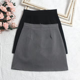 Solid Color High-Rise Thin Suit Half-Body Skirt Summer Basic Anti-Walking A-Word Ass Short Skirt 8615 HZ1208