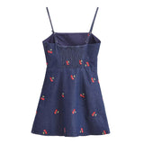 U-Style Retro-Dress Seaside Resort Sling Dress French Fresh Sweet Print A-Word Mini Dress Summer Girl HZ1208