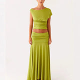 Fashion Two Sets Of New Short-Term Umbilical Wrinkles Body-Body Hip Skirt Suit HZ1208