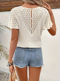 Summer New Women's V-Letter Lace Temperament Commuter Loose Leisure Knitwear HZ1208