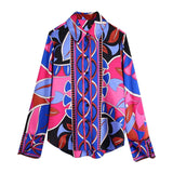 2025 Women's Long-Sleeved Geometric Printed Vertical Shirt 22324 HZ1208