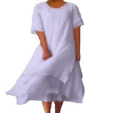 2025 Fashion And Casual Double-Edecker Short-Sleeved Round Dress HZ1208