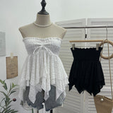 Real Shooting Holiday Wind Bra Strap With Bow Irregular Dress Loose Thin Short Sleeveless Top 9568 HZ1208