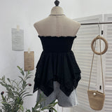 Real Shooting Holiday Wind Bra Strap With Bow Irregular Dress Loose Thin Short Sleeveless Top 9568 HZ1208