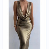 Sexy Women's New V-Neck Sleeveless Long Dress HZ1208