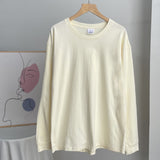 2025 Thread Cuffs Pure Cotton T-Shirt Women 220G Knitted Loose Long-Sleeved Top Hot Ins Wind HZ1208