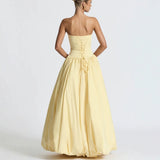 Yellow Sleeveless Bra With Irregular Floral Boobs Ponve Ponve Pendulum Dress Dress Temperament Dress HZ1208