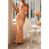 Sexy Women's New Slingless Sleeveless Laminated V-Necked Leaf-Side Dress HZ1208