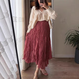 2025 Spring And Autumn New 100 Folded Wrinkles Skirt Hot Soft Half Dress In Wind HZ1208