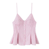 6013-2025 New Women's Dress V-Neck Buckle Solid-Colored Folded Slings Top Women's Style HZ1208