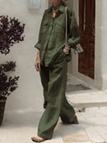 Casual Long-Sleeved Shirt Loose Set 2025 New Women's Two-Piece Suit HZ1208