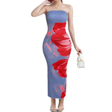 Spring 2025 New Women's Temperament Fashion Elegant Bag Hips Shoulder-Print Dress HZ1208