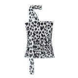 Spring 2025 New Women's Animal Print Pattern Net Tector-Smeared Tsets Half Dress HZ1208