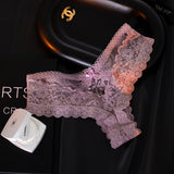 Sexy Thin Solid Color Lace Thong Woman Cotton Crotch T-Shirt Hollow Low-Waisted Trousers Ladies Trousers HZ1208