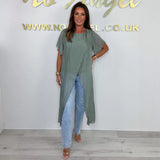 2025 Women's Spring Summer New Short-Sleeved Cross Long Top HZ1208