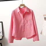 Short Shirt Women 2025 Spring And Autumn New Embroidery Letter Pocket Loose Casual Shirt Women Casual Shirt HZ1208