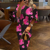 2025 New Women's Oblique Shoulder Print Sexy Bag Hip Dress Body Temperament Dress Female 661 HZ1208