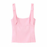 Wide-Shoulder Sling Sling Waistcoat Women Wear Chic Design Elastic Short Inner Sleeveless Top HZ1208