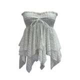 Real Shooting Holiday Wind Bra Strap With Bow Irregular Dress Loose Thin Short Sleeveless Top 9568 HZ1208