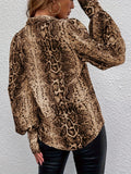 New Stylish And Elegant Leopard-Print Long-Sleeved Shirt Shirt Top HZ1208