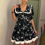 2025 New Women's Print Slings Sweet High-Waist Sexy Open Skirt HZ1208