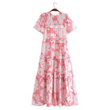2025 Women's New Cotton-Print T-Shirt With Loose Cake Dress 8744 HZ1208