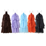 INS Women's Fashion Cascade Decoration Open Back Design Dress HZ1208