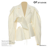 25 Spring New Superweight Workers Splicing Pressure Folded Fairy Suit Coat Top Female 1561 HZ1208