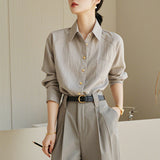 Spring And Autumn Long-Sleeved Shirt Women's New Design Sense Of Small And Able Temperament Cold-Grade High-End Gray Long-Sleeved Shirt HZ1208