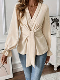 New Elegant V-Neck Long-Sleeved Shirt Autumn Shirt HZ1208