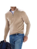 2025 New Winter Long Sleeve V-Neck De-Yvet Zipper Men's Casual Polo Shirt HZ1208