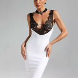 Sexy Women's New Sexy Lace Hollow Splicing Temperament Dress HZ1208