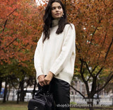 Hot Selling Solid Women's Knitting Knitting Jacket High-Collar Sweater Loose 066 HZ1208