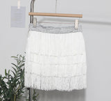 Shiny Tassel Dress Girl Autumn Design Small Babes Dance Irregular A Short Skirt 9039 HZ1208