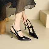 French Wine Red High-Heeled Sandals Women 2025 Summer New Bun Head Buckle Fine Temperament Single Shoe With Skirt HZ1208